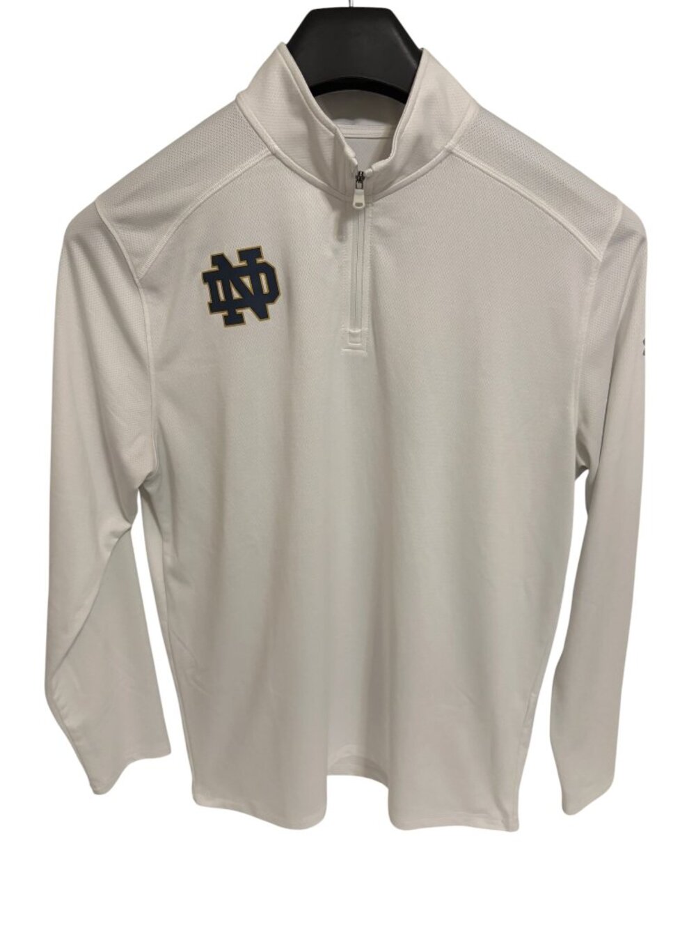 Notre Dame Under Armour 1/4 Zip Pullover Size Large White Long Sleeve